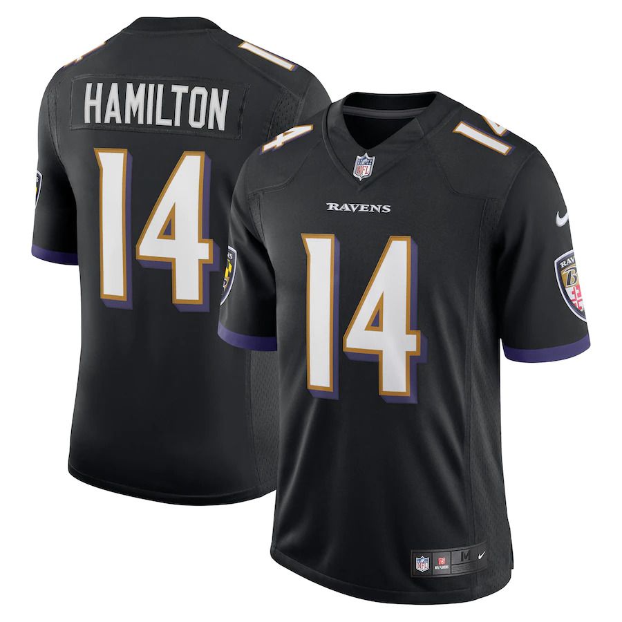 Men Baltimore Ravens #14 Kyle Hamilton Nike Black Vapor Limited NFL Jersey